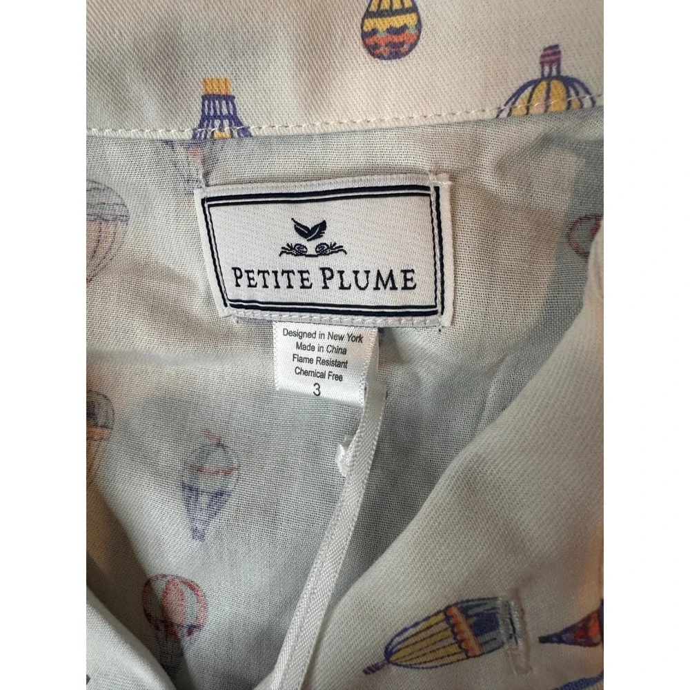 Petite Plume Boys Bonne Voyage Pajama Set Hot Air Balloon White Blue Size 3 NEW